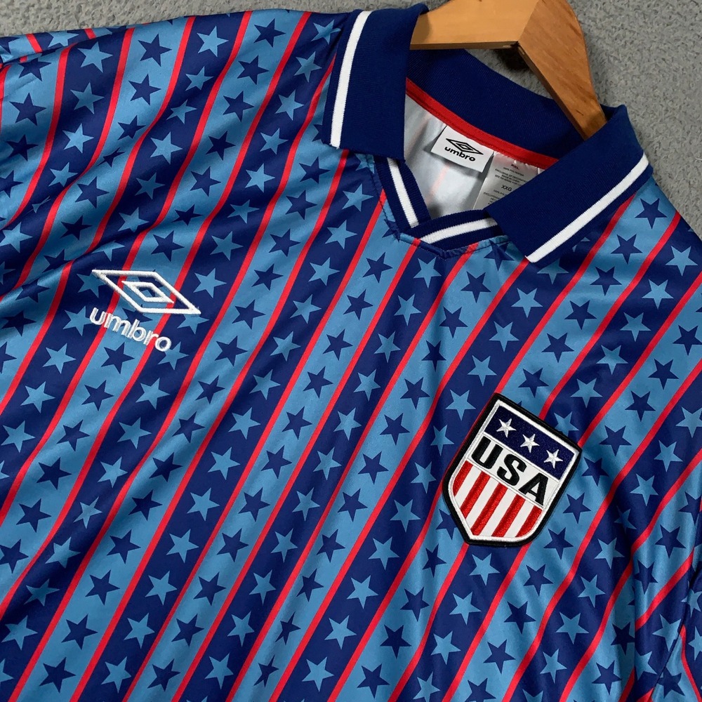 Umbro US Soccer Federation Jersey Men's XXL Blue Stars Stripes Limited World Cup